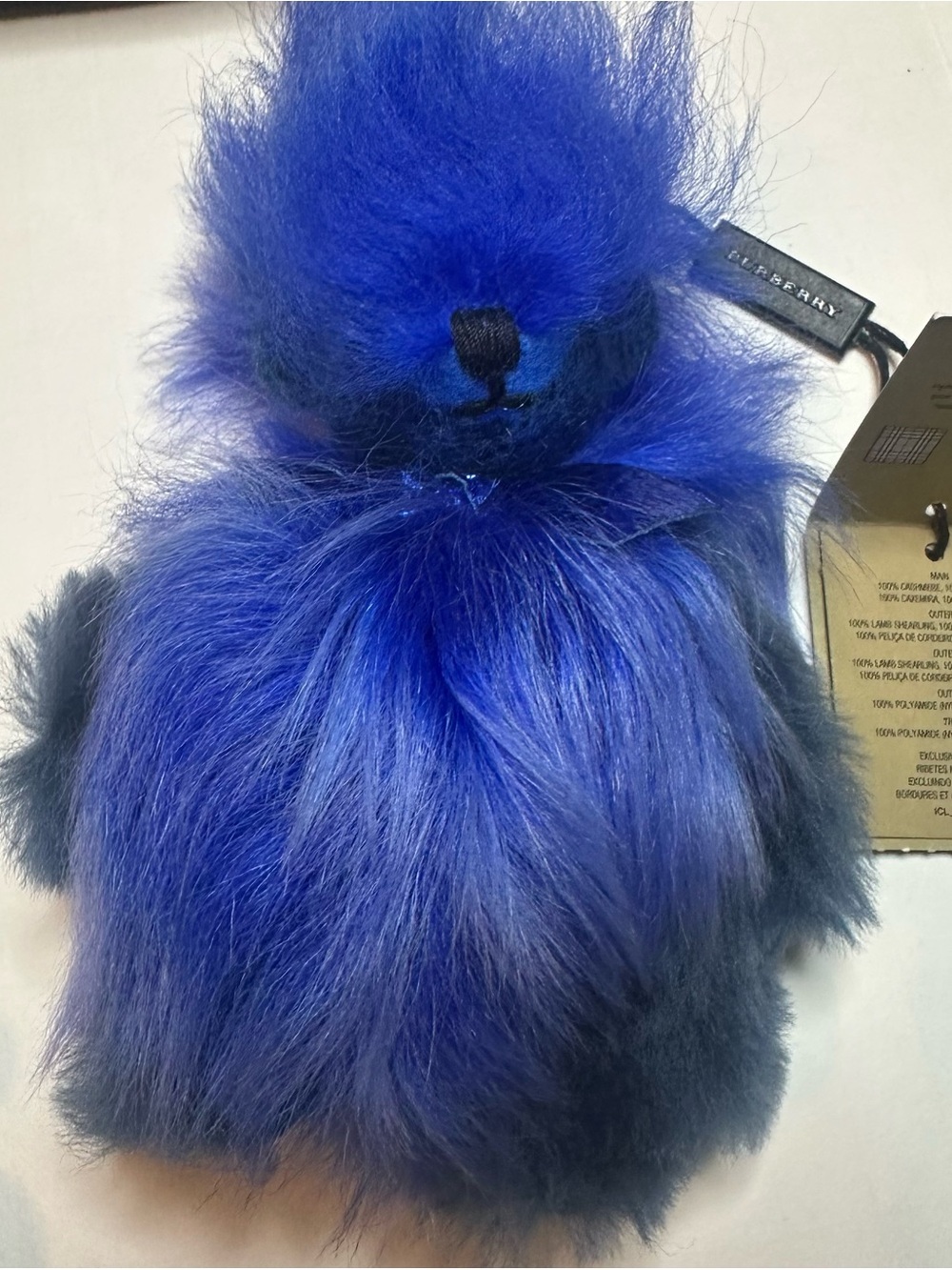 Burberry Electric Blue Fur Bear Key Charm bag charm
